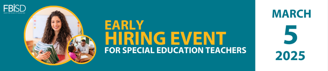 Image of teachers with title "Early Hiring Event"